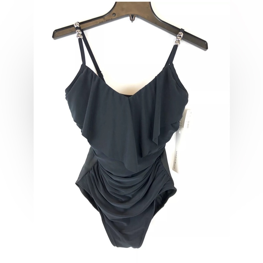 Magicsuit Women’s Swimwear Solid Isabel Tummy Control Ruffle Front, Size 10.